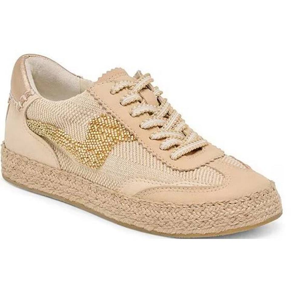 dolce vita Notice Espadrille Bead Sneakers Gold Burlap Cream 6.5 Coastal NEW
